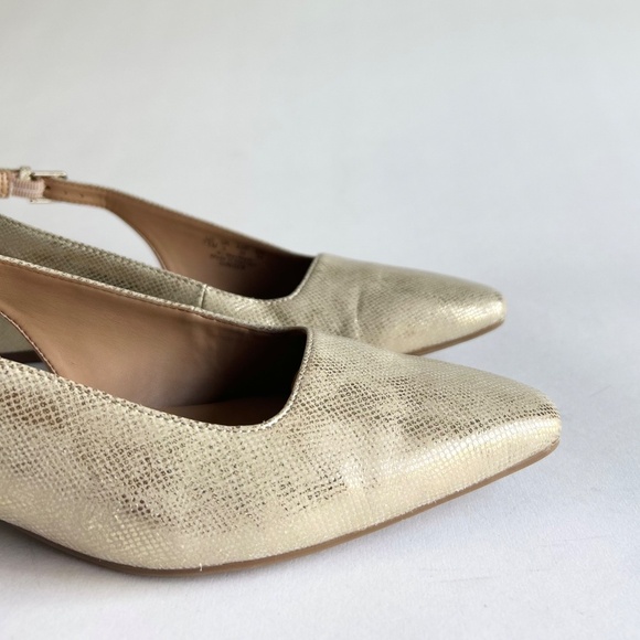 Naturalizer Gold Silver Animal Print Leather Close Toe Slingbacks size 7.5 - Picture 4 of 16